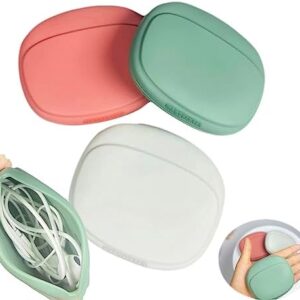 CIXVOEMK Silicone Headphone Organizer-Data Cable Storage Case-Mini Key Box-Portable Wired Headphone Organizer(Red-Grey-Green-3PCS)