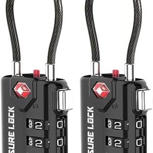 SURE LOCK TSA Compatible Travel Luggage Locks, Inspection Indicator, Easy Read Dials TSA Approved with Zinc Alloy