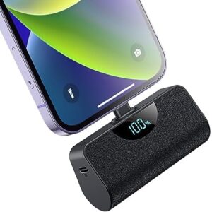 Small Portable Charger for iPhone 5200mAh, Compact 20W PD Fast Charging Power Bank, LCD Display Cute Battery Pack Portable Phone Charger Compatible with iPhone 14 Pro Max/14/13/12/11/XR/X/8/7/6 Plus