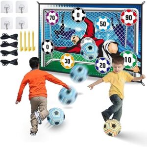 Soccer Game Set with Two Balls, Indoor Outdoor Games for Adults and Family Kids, Outdoor Play Equipment Indoor Soccer Set, Backyard Games, Outdoor Toys for Kids, Perfect Soccer Game Gift (59" * 39.4")